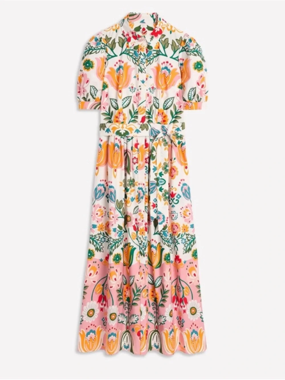 Boden Alexa Maxi Shirt Dress in Ivory Tulip Fusion. Size 16/18 - Picture 1 of 14